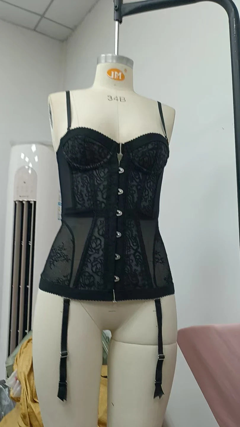 Sexy Lace Women Vest Elegant Slash Neck Single Breasted Sleeveless Backless Female Tank Top 2025 Summer Fashion Lady Streetwear