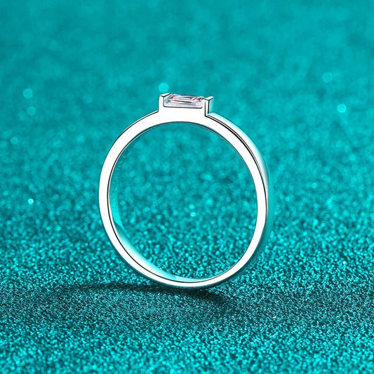 0.5ct 4x6mm Emerald Cut Moissanite Engagement Ring Women Bridal Proposal Rings S925 Sterling Silver Bands Wedding Band