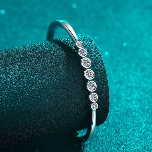 2.5ct Moissanite Bangles for Women Solid 925 Silver GRA Certified Diamond Rhinestone Wedding Bracelet for 16-17cm Wrist