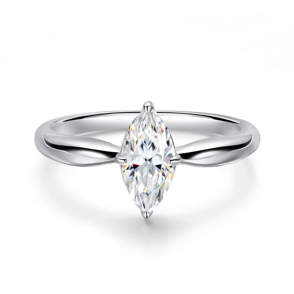 1CT 2CT 3CT Marquise Cut Moissanite Rings for Women Bride Classic Wedding Band 925 Sterling Silver Plated 18K Jewelry GRA