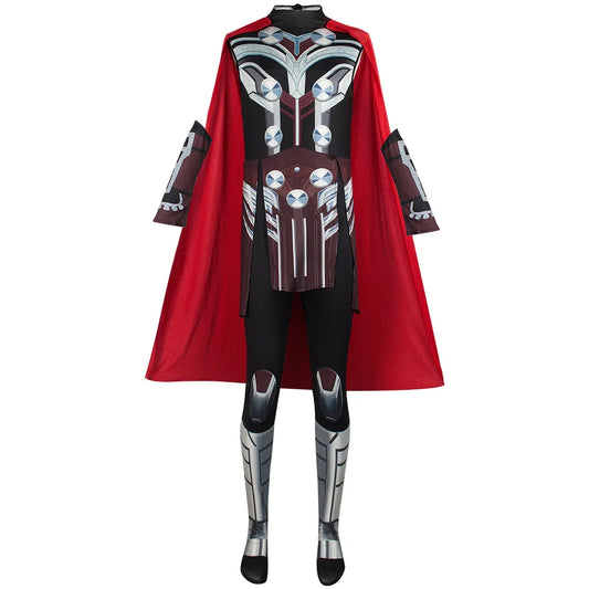 Thor Jane Cosplay Costume Adult Boys Girl Jumpsuit Halloween COS Bodysuit Carnival Party Outfits Cape for Men Women Boy Girl