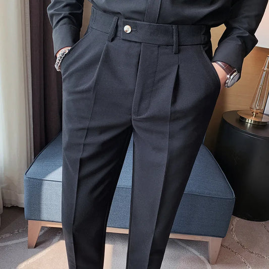 Men Slim British Style Suits Pants Business Casual Trousers Male Solid Fit Trousers High Quality Man Formal Wear Suit Pants 36