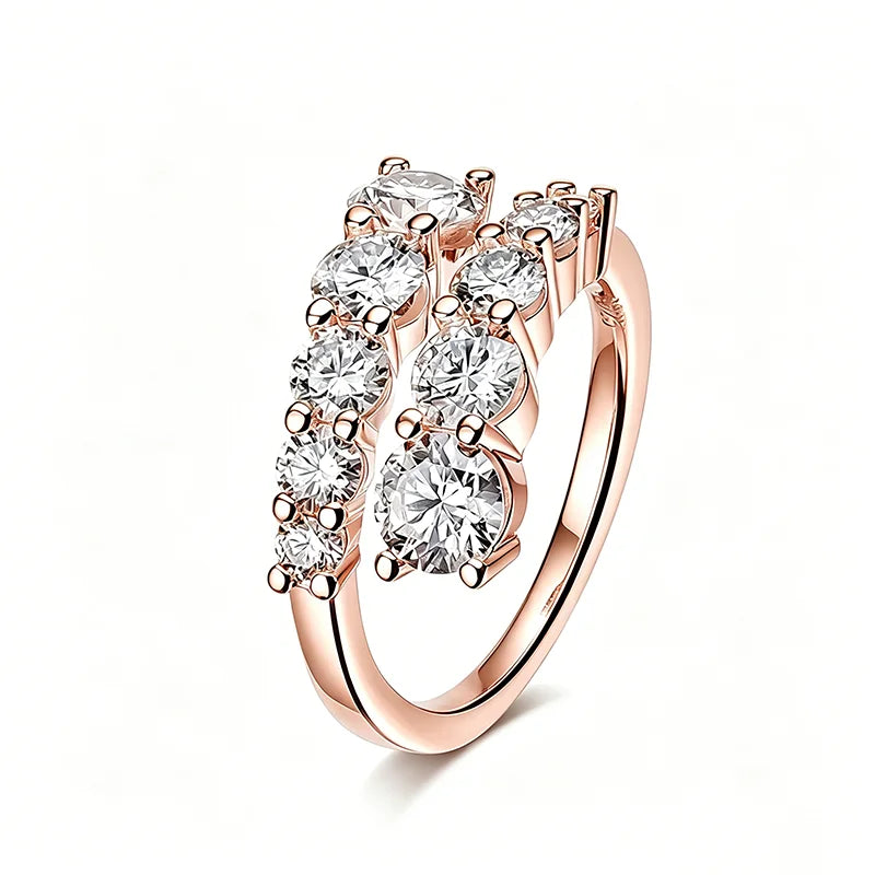 10 Gems Full Moissanite Rings for Women Sparkling Flawless Lab Created Diamond Wedding Band S925 Sterling Silver Jewelry