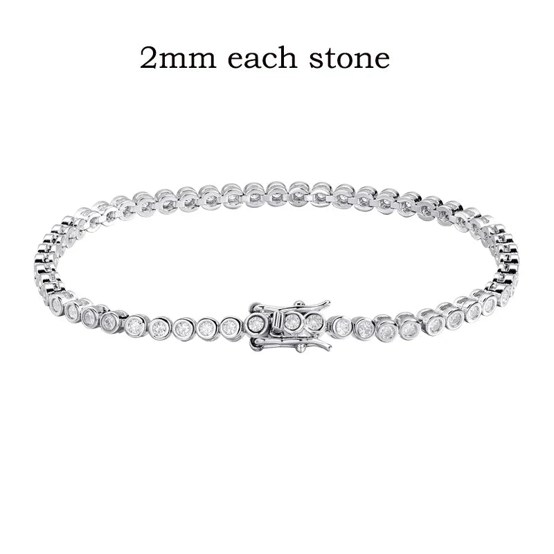 3 Colors 2/3mm Bubbles All Moissanite Tennis Bracelet for Women Men Bangles Full Diamond Pure 925 Silver Chain Jewelry