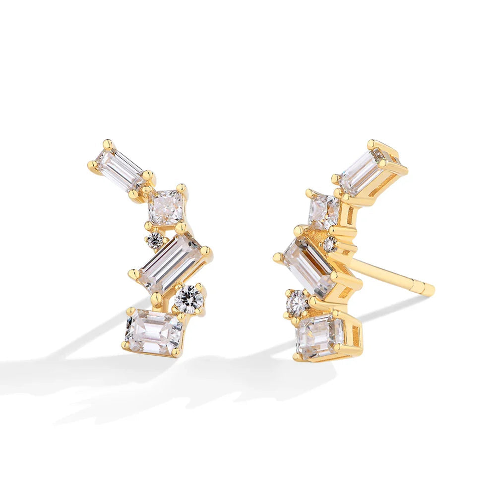 Shiny Synthetic Moissanite Earrings for Women S925 Sterling Silver Geometric Earring Elegant Engagement Wedding Jewelry