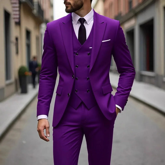 Classic Wedding Tuxedos Slim Fit Bridegroom For Men 3 Pieces Groomsmen Suit Male Formal Business Men Suits(Jacket+Vest+Pants)