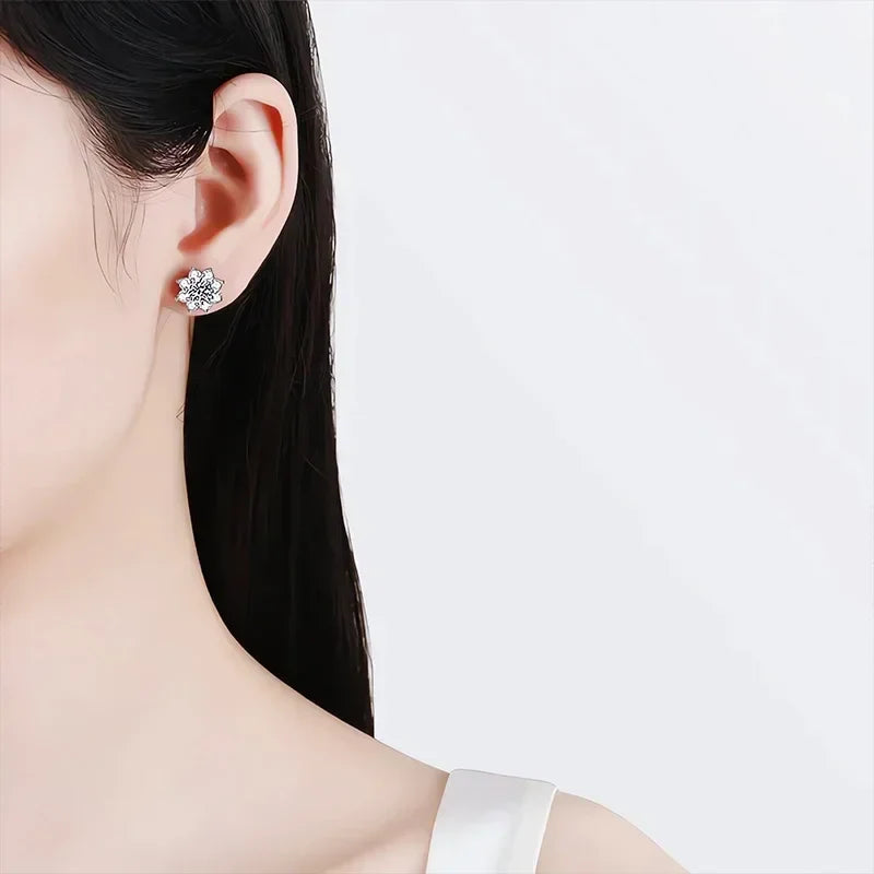 0.5ct Moissanite Stud Earrings For Women 925 Sterling Silver with White Gold Plated Diamond Ear Studs Wedding Jewelry