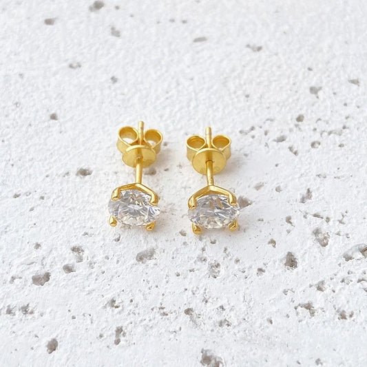 0.2-2CT Yellow Gold Color Moissanite Stud Earrings for Women Sparkling Classic Wedding Lab Diamond 925 Silver Earring