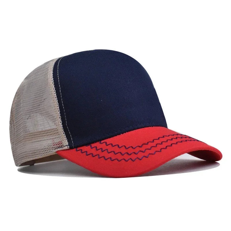 Custom Trucker Hat Logo Cotton Mesh Breathable Baseball Cap Women Men Summer Sunshade Mesh Cap 5 Panels Truck Hat Cap Wholesale