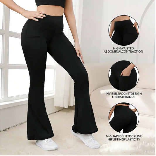 Women's spring and summer Flare Pants High Waisted Yoga Leggings Tummy Control Workout Stretchy Casual Sports Wide Leg pants