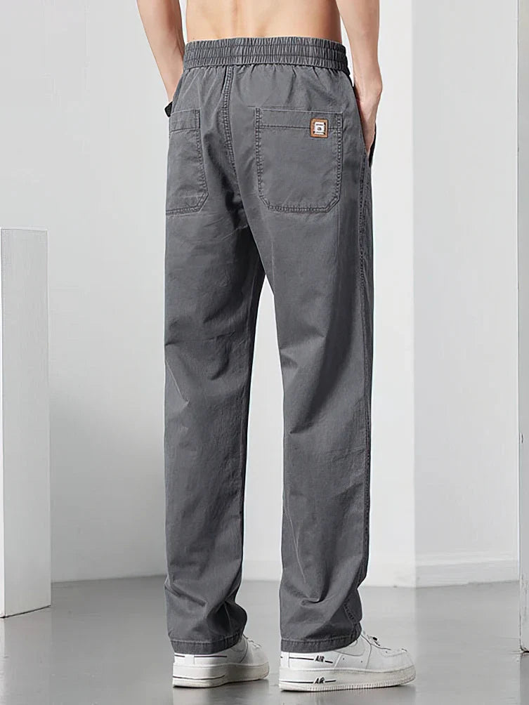 Straight Casual Cargo Pants Men Wide Leg Brown Long Cargo Business Work Trousers Drawstring Baggy Sweatpants Male