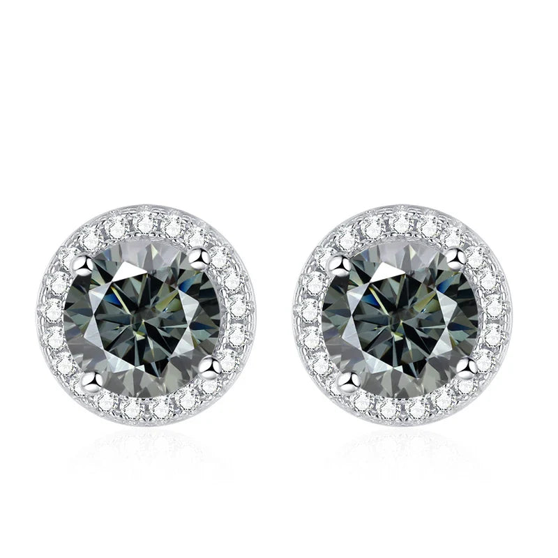 Moissanite Stud Earrings for Women 925 Sterling Silver Green Blue Pink Red Black Blue Sparkling Moissanite Studs Earring