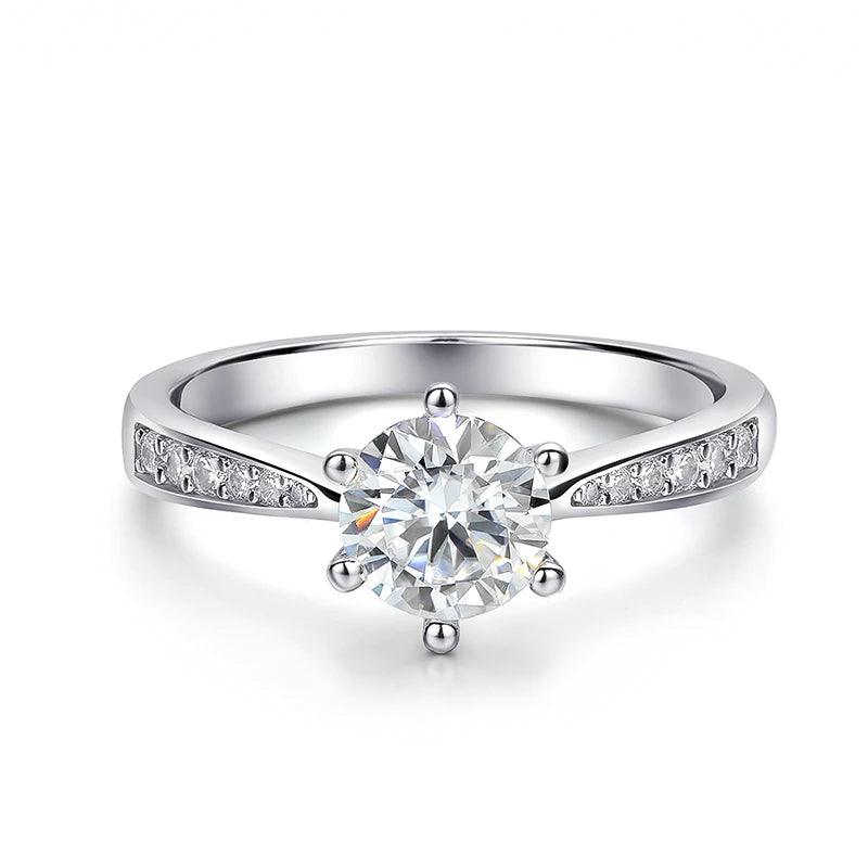 Real 0.3-3CT Moissanite Wedding Ring for Women Sterling Silver Round Brilliant Diamond Solitaire Engagement Rings Gift