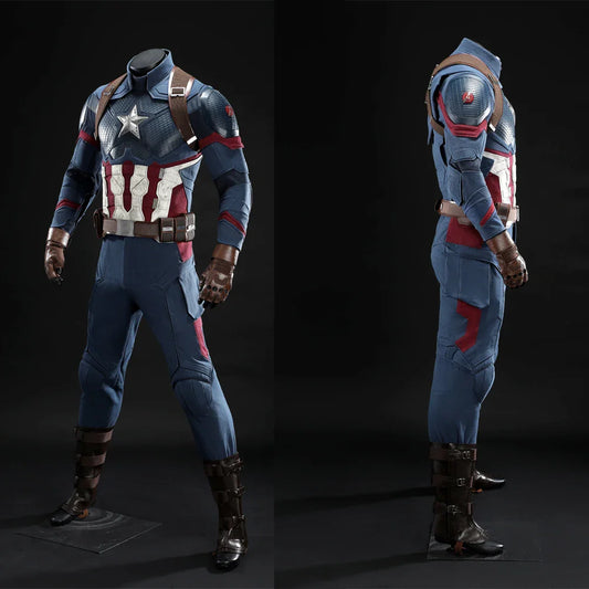 High Quality Adult Superhero Captain Steven Rogers Cosplay Costume Battle Uniform Costume Halloween Carnival Helmet Boots