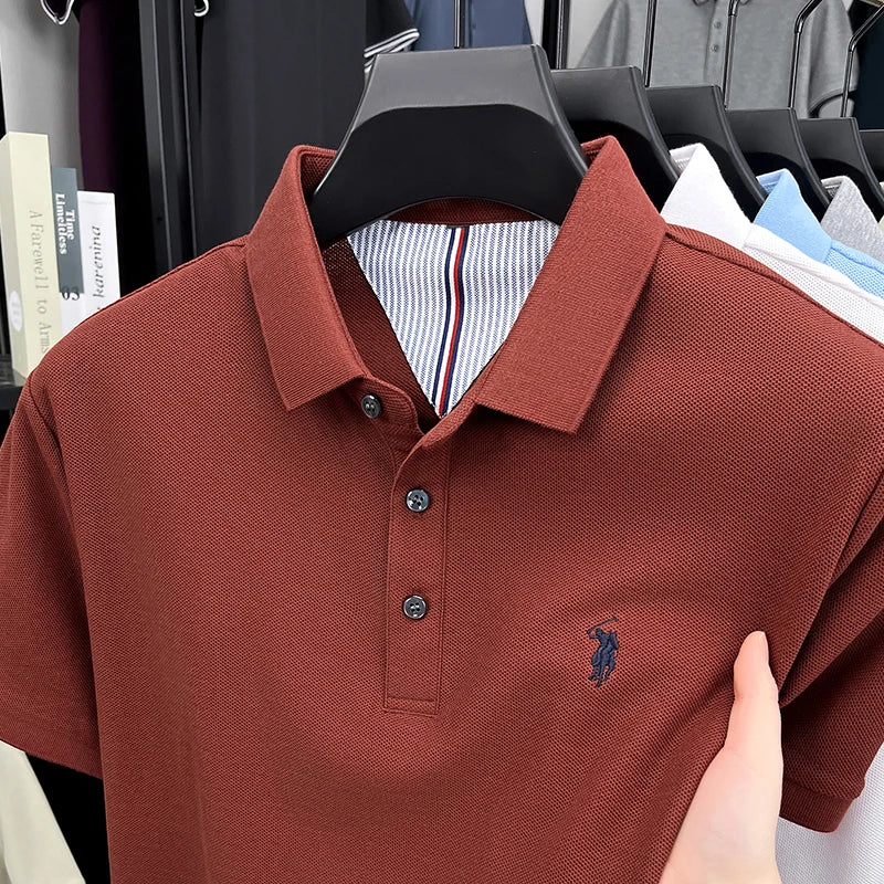 High end brand 100% cotton short sleeve polo shirt men luxur pony embroidery comfort breathable fashion T-shirt summer new top