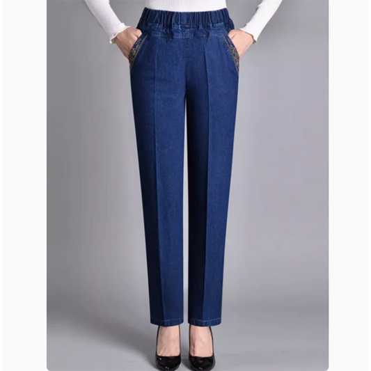 Elastic Jeans Summer Thin Large Loose Straight Denim Pants