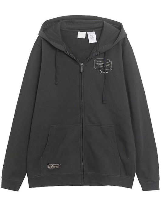 Mickey Mouse Castle Cartoon Print Fleece Sweatshirt Fashion Unisex Women Hooded Zip Up Jacket Jumper Tops