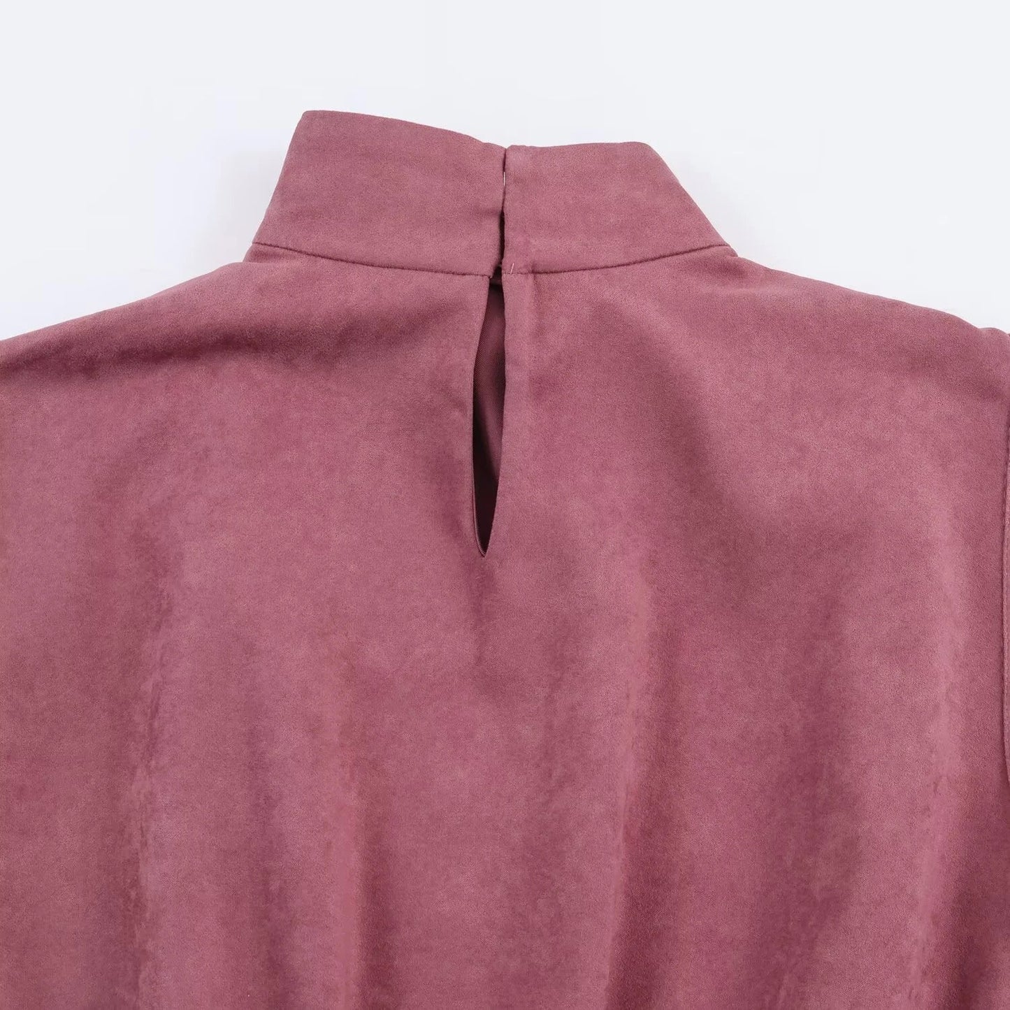 New Spring 2026 Women's High Collar Sleeveless Shoulder Ruffle Anti Velvet Effect with Buckle Top