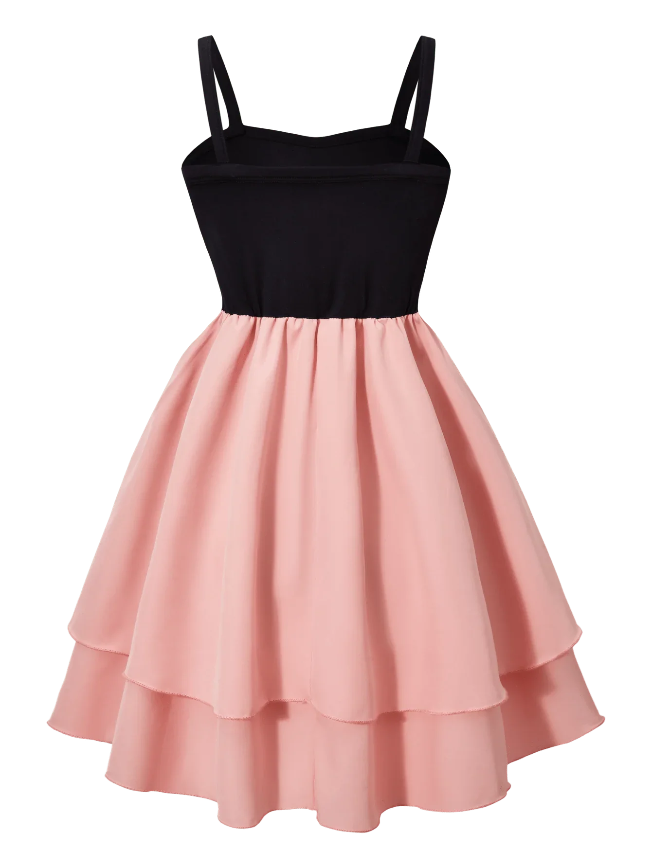 Girls' fashionable and elegant camisole dress for summer, girls' outdoor casual contrasting butterfly bow curved skirt dress