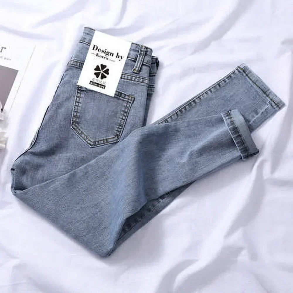 High Waist Jeans Denim Women Spring and Summer New Outer Wear Thickening Tight Elastic All-match Pencil Pants