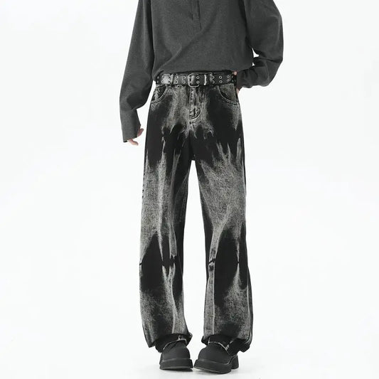 Autumn Men's Baggy Wide Leg Men's Jeans High Street Style Dyed Denim Casual Straight Neutral Wind Baggy Jeans Fashion Versatile