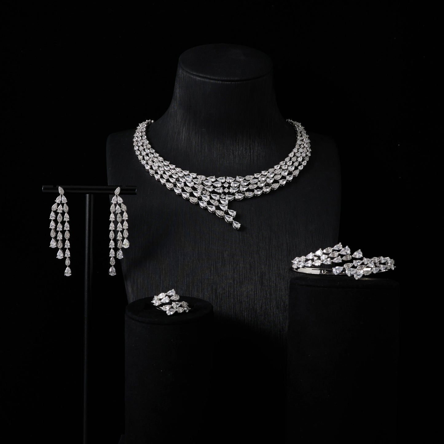 00046 Luxury Bridal Cubic Zirconia Necklace Set for Women Dubai Jewelry Sets Wed Jewelri Wedding & Engagement musulman ens