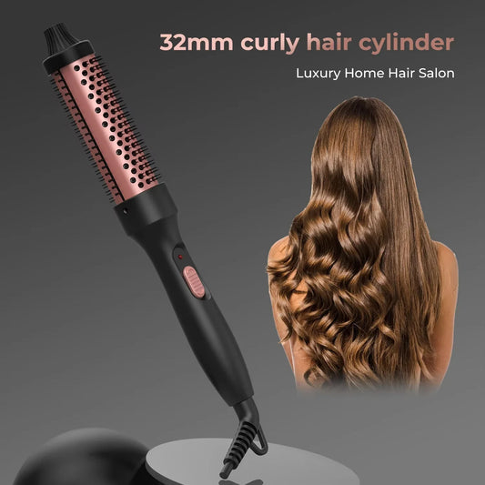 2026 New Curling Thermal Brush PTC Heated Curling Iron Round Brush 32mm Hair Curler Hot Volumizing Brush Styler
