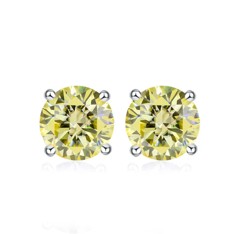 0.5ct 1ct 2ct Moissanite Stud Earrings for Women 925 Sterling Silver Pink Black Blue Grey Sparkling Lab Diamond Earring