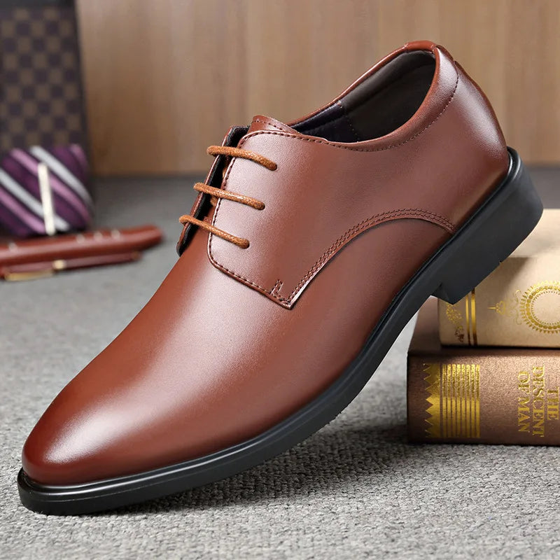 Genuine Leather Lace Up Men Business Formal Leather Shoes Men Low Cut Korean Performance Shoes Wedding Shoes Men