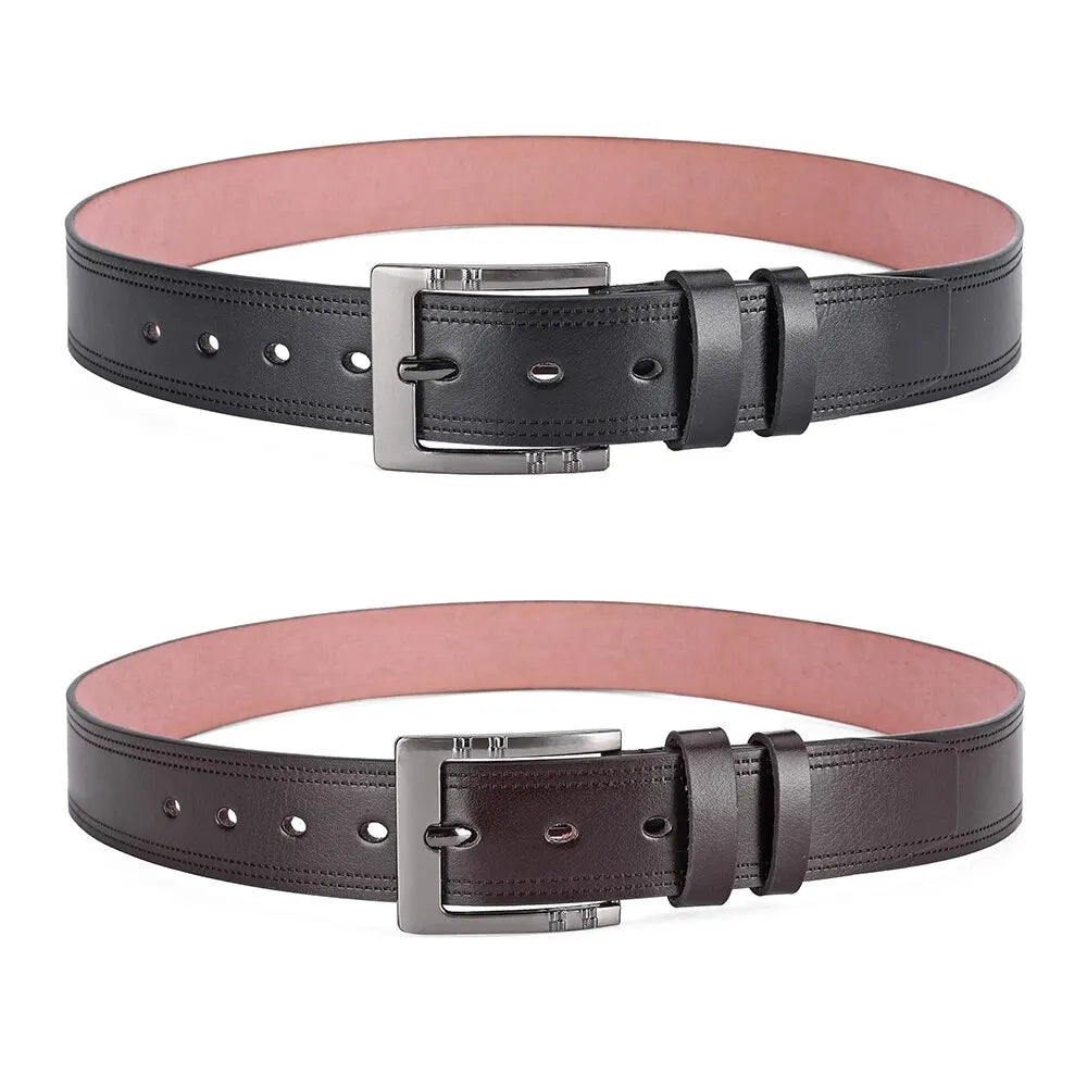 Genuine Leather For Men's High Quality Buckle Jeans Cowskin Casual Belts Business Cowboy Waistband Male Fashion Designer 2024New