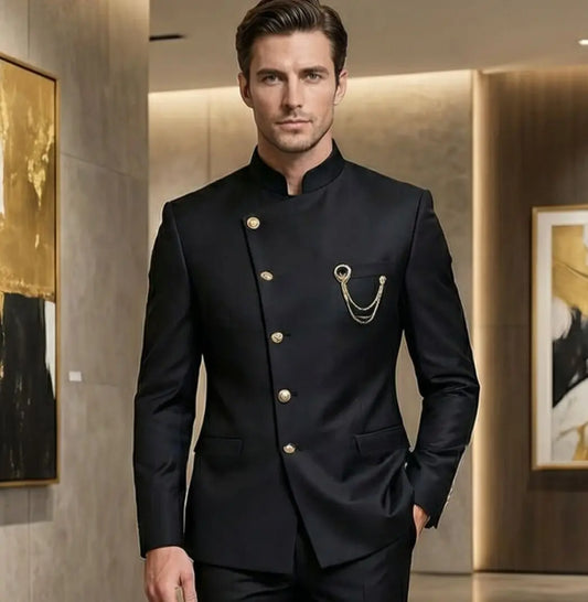 Formal Elegant Men's Suits 2 Piece Set New Design Black Slim Fit Wedding Suits Groomsmen Party Tuxedo costumes homme