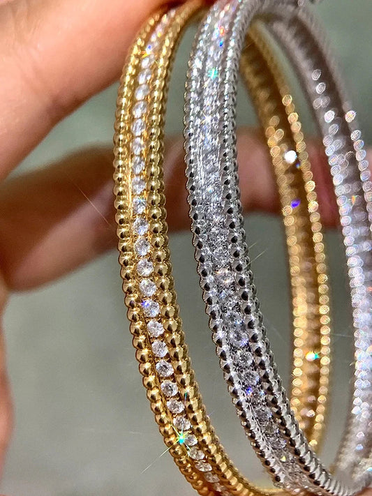 2mm Full Moissanite Bangle Women S925 Sterling Silver Plated 18K Gold GRA Certified D Color Lab Diamond Braceletsc Wedding Gifts