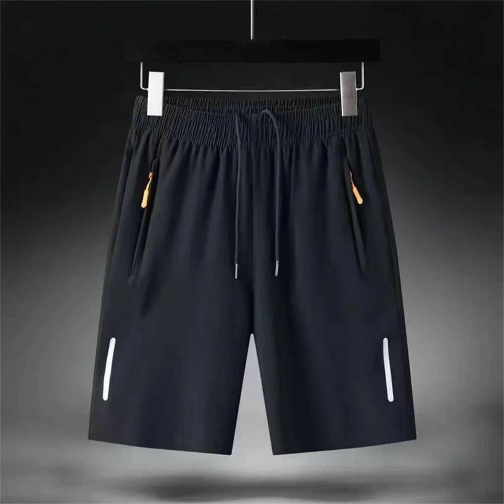 Summer Men'S Ultra-Thin Ice Silk Beach Casual Shorts Jogging Sport Quick Dry Male Zipper Loose Gym Sports Short Pants Sweatpant