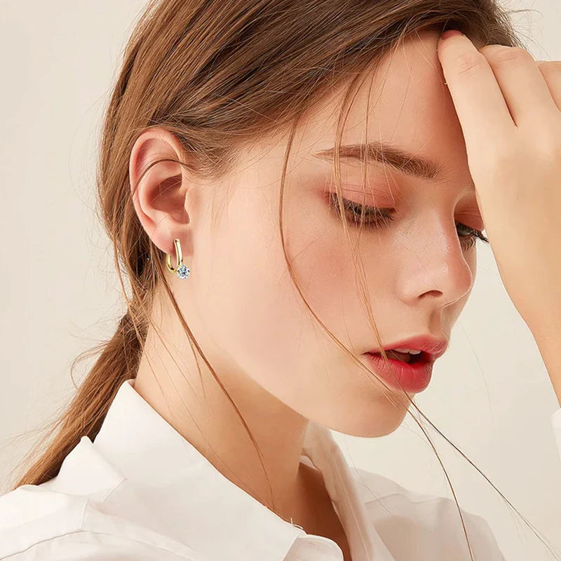 Real D Color 1CT 6.5mm Moissanite Hoop Earrings for Women S925 Silver Earring Small Ear Buckle Party Fine Jewelry Wholesale