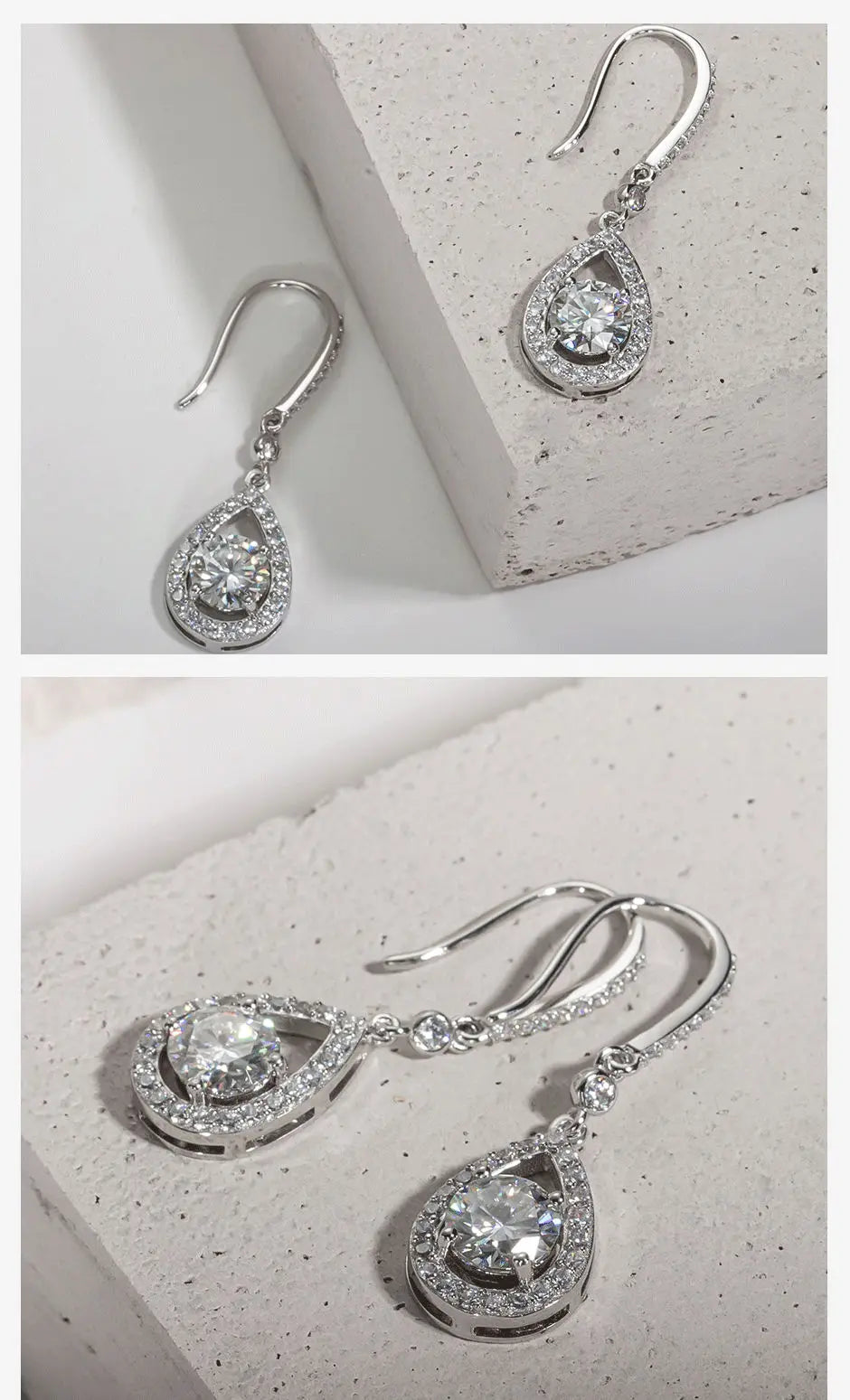 1ct D Color Moissanite Drop Teardrop Shape Earrings 925 Sterling Silve Hook Earrings for Woman Jewelry Gifts Wholesale