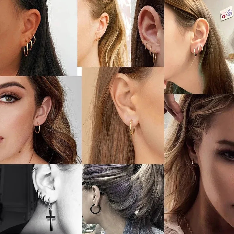 2PCS G23 Titanium Earring High Quality Hoop CZ Hinged Segment Round Nose Ring for Women Ear Cartilage Helix Piercing Anodizing