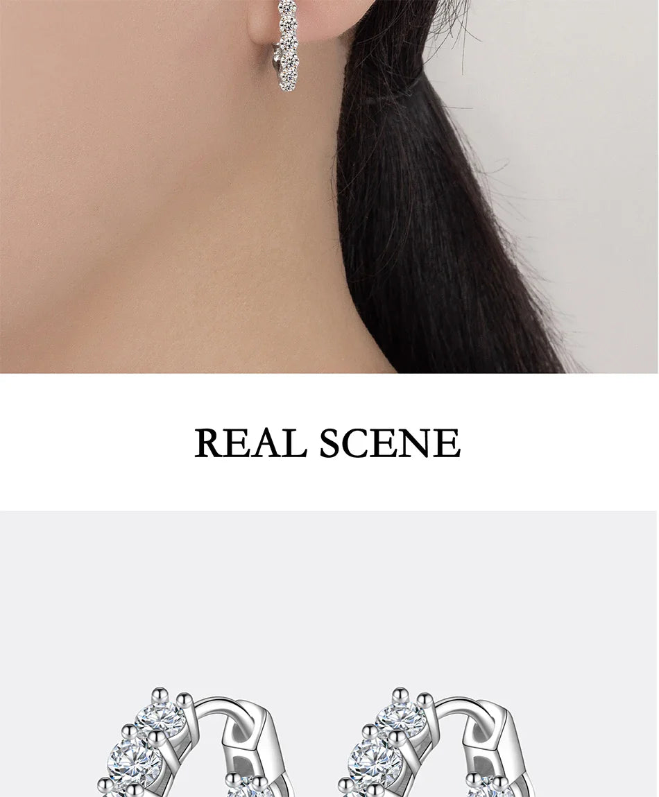 1.8CT All Moissanite Earrings for Women S925 Pure Silver GRA Certified Diamond Temperament Fashion Wedding Party Jewelry