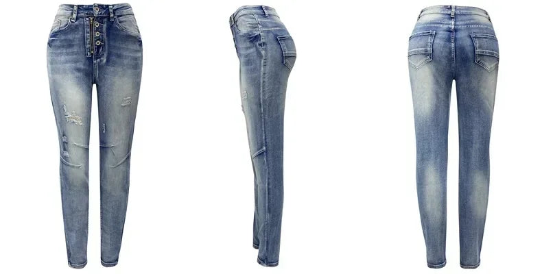Summer Jeans for Women Ankle Length Denim Pencil Pants Zipper Fly Washing Slim Fit Pockets Streetwear Spring 2025 Slght Strech