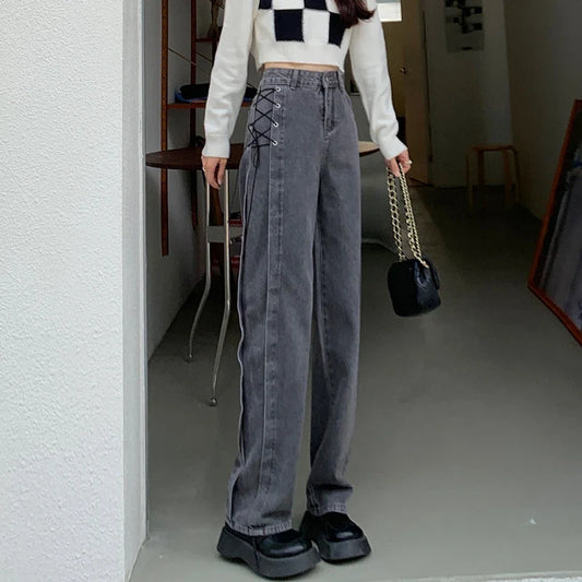 Casual Jeans Women Denim Pants Straight Trousers