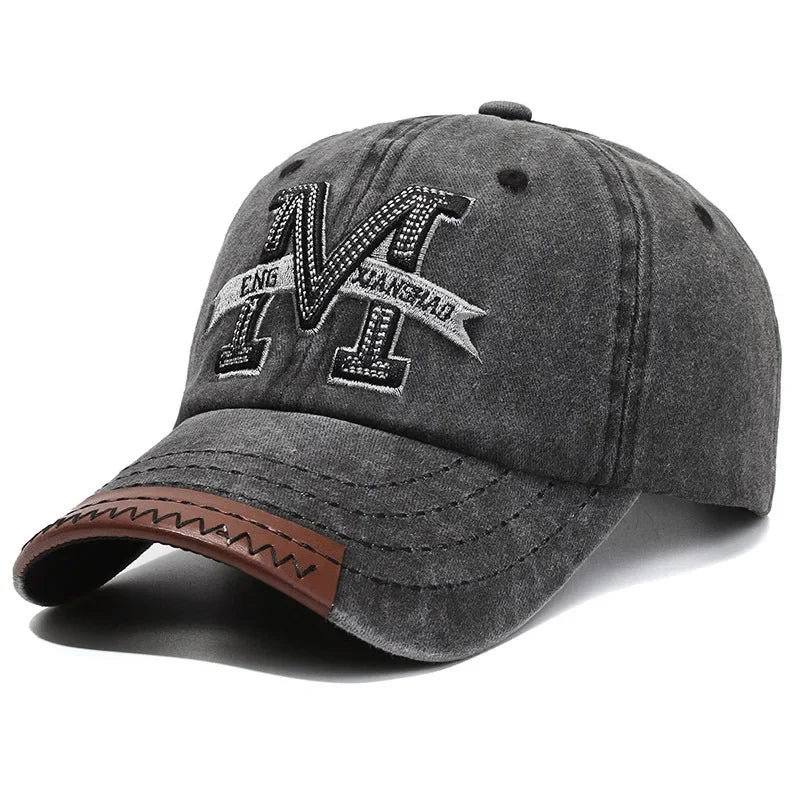 Baseball Cap M Letter Embroidery Dad Hat Women Men Outdoor Washed Cotton Cap