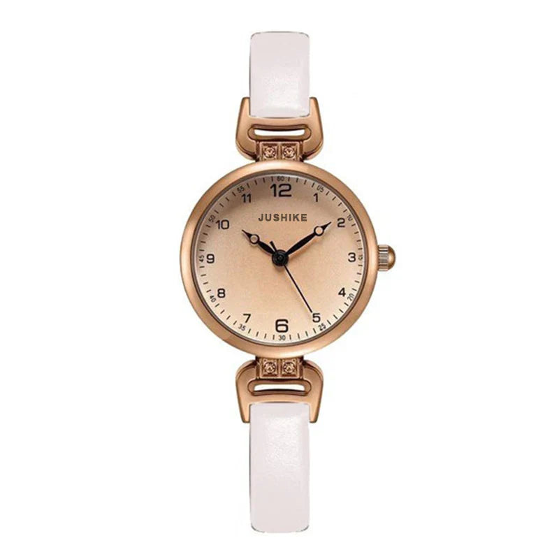Simple Women's Watches Small Round Ladies Bracelet Watch PU Leather Thin Retro Quartz Wristwatch for Women Girls Gifts