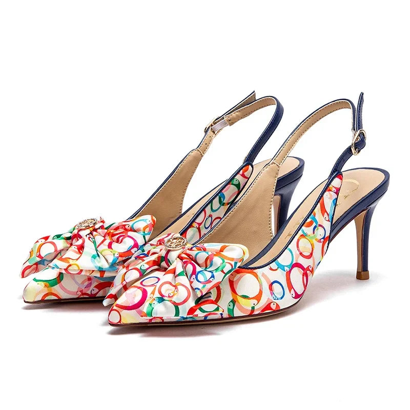 Heel 2024 Women's High Heels New Bow Pointed Sandals Women's Party Wedding Shoes 7cm