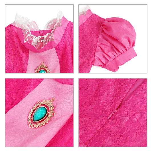 Peach Cosplay Dress Girl Movie Role Playing Princess Fancy Carnival Birthday Party Outfits Children 2-10y Pink Queen Vestidos