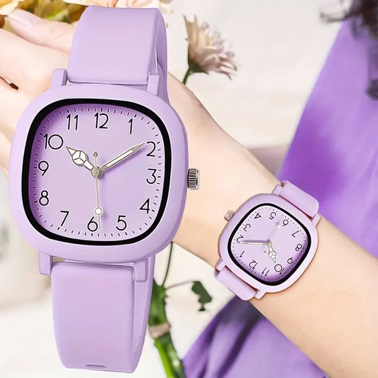 1/10PCS Fashion Square Women Watches Casual Silicone Band Quartz Wristwatch for Girls Clock Reloj Mujer(Without Box)