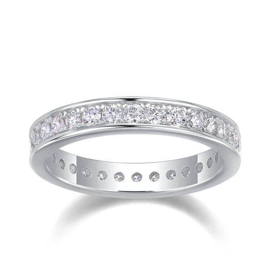 D VVS1 All Moissanite Ring S925 Silver Plated 18k White Gold Fine Eternity Bands Engagement Wedding Rings for Women Man