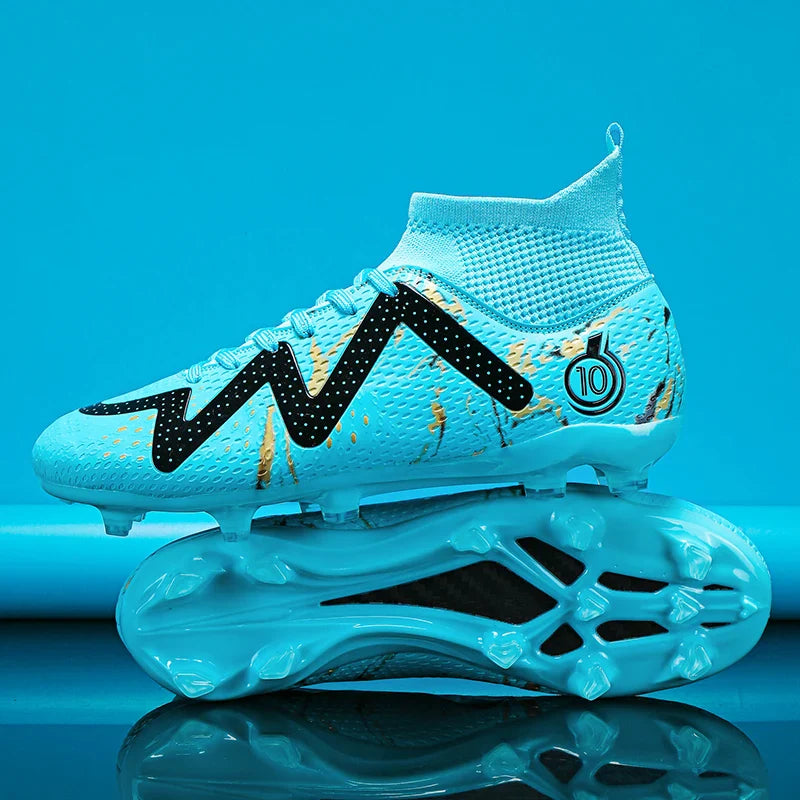 Adult Professional FG/TF Soccer Shoes Non-Slip Long Spike Football Boots Young Kids High Ankle Cleats Grass Soccer Sneakers 