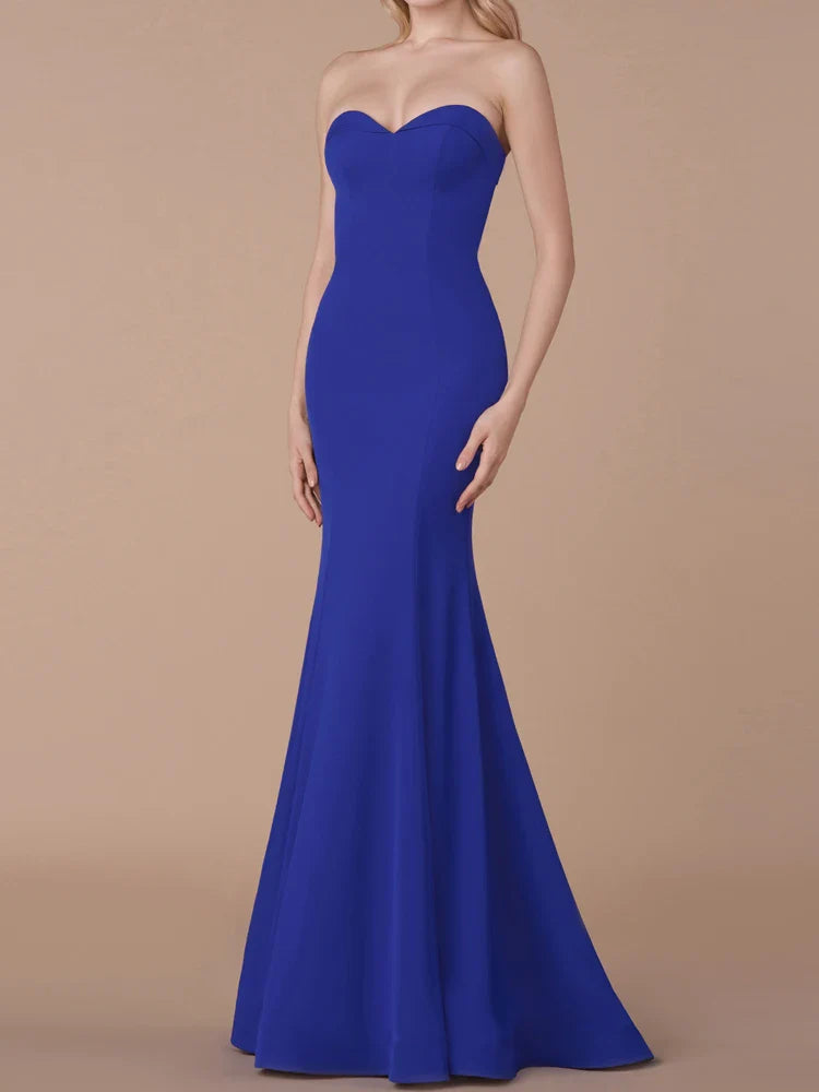Elegant Women Cocktail Prom Strapless Bridesmaid Dress Royal Blue Graduation Party Classic Evening Dresses Summer 2025