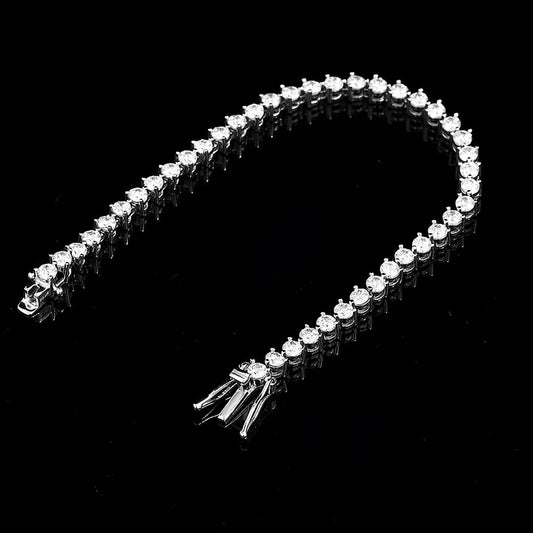 3 Claws D VVS1 Zircon/Moissanite Tennis Bracelet for Women Full Diamond Luxury Chain S925 Sterling Silver Plated Platinum