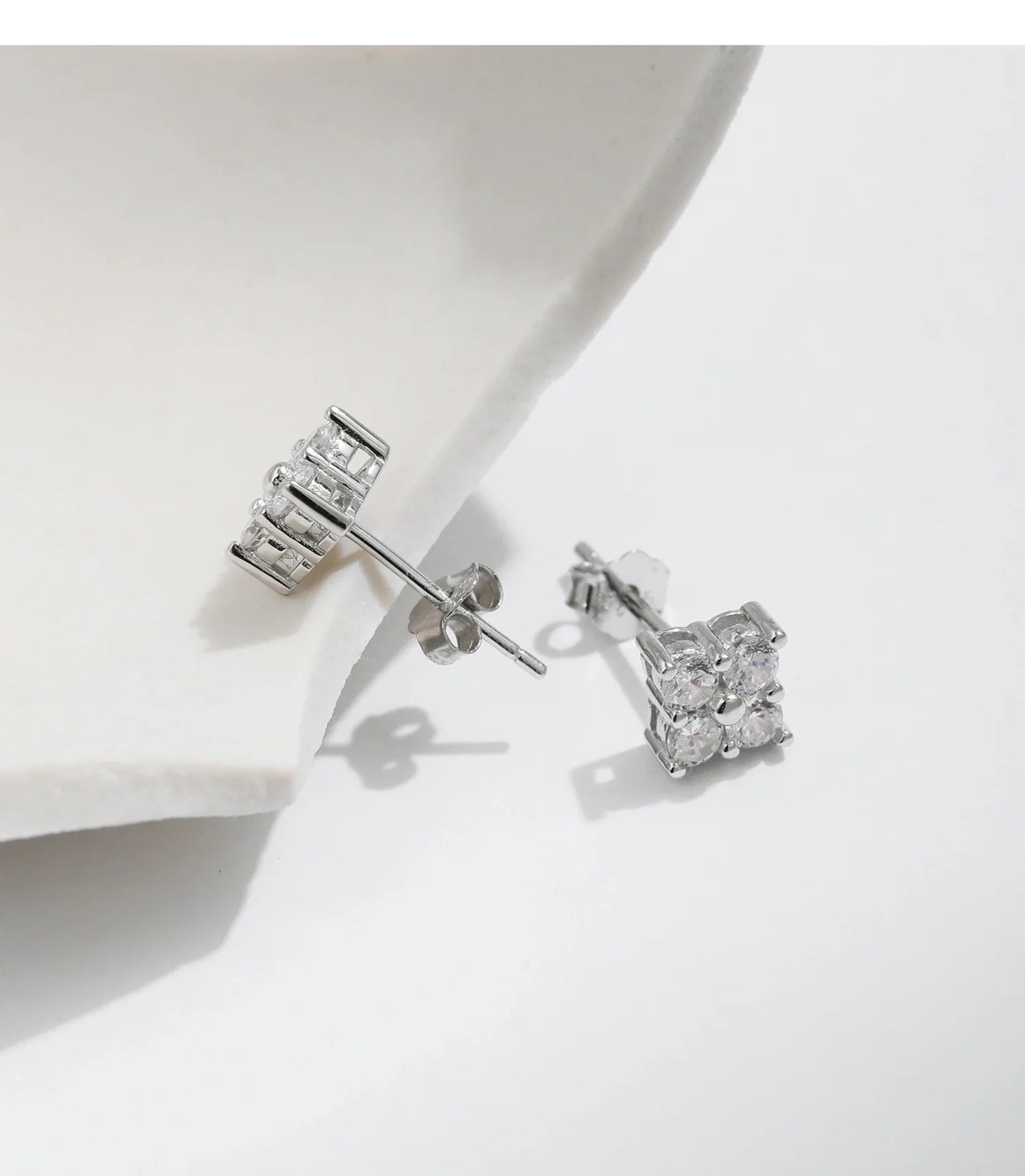 Simple D Color Moissanite 925 Sterling Silver Dazzling Lab Created Diamond Ideal Cut Stud Earrings For Women Jewelry