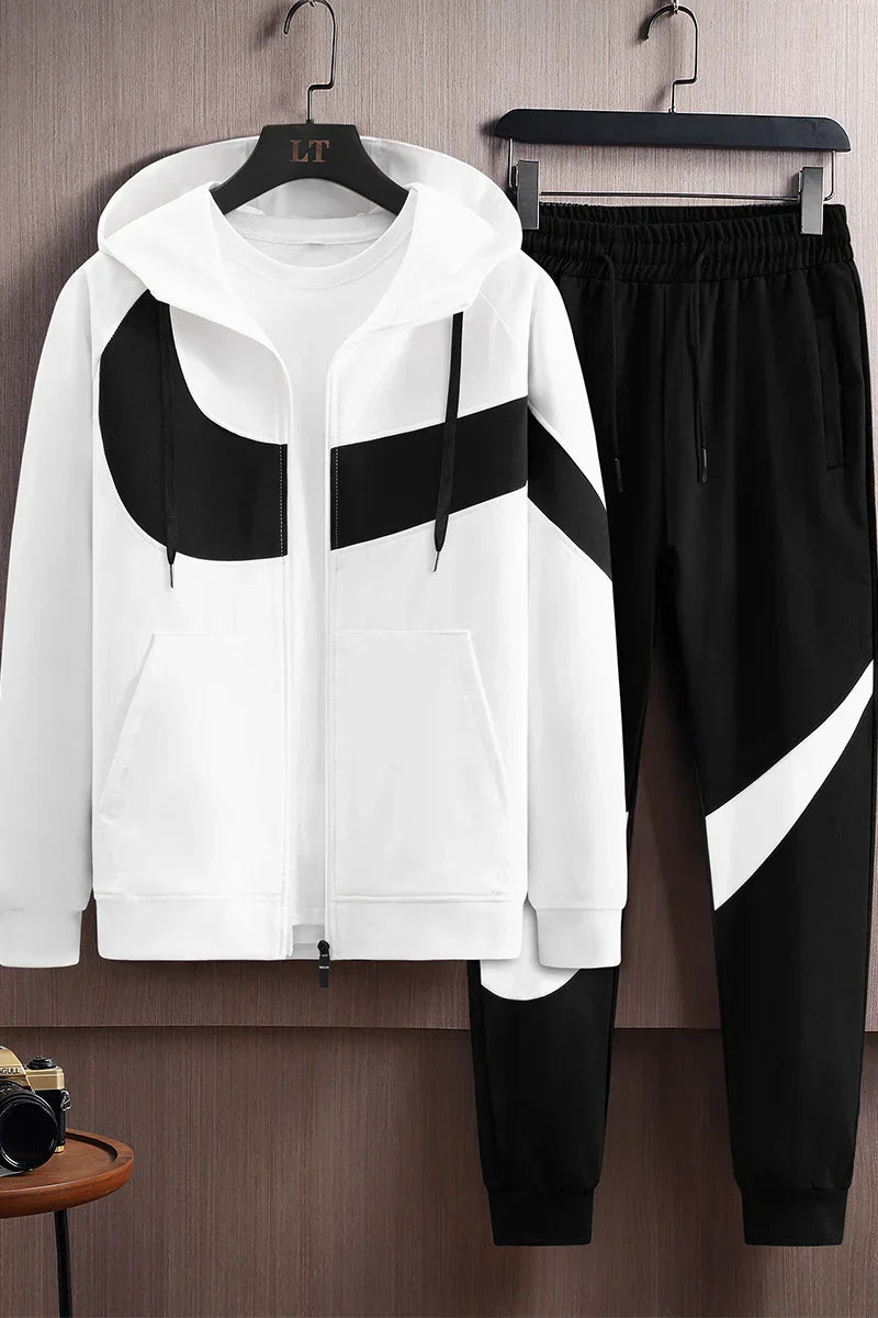 Spring and Autumn Men's Casual Cardigan Hoodie Fashion Sports Set Men's Running Sportswear Two Piece Set